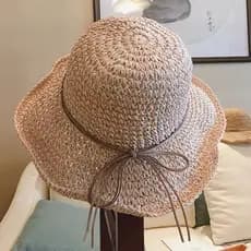 Chapéu de palha feminino verão chapéu de sol borda grande dobrável protetor solar chapéu de sol à beira-mar viagem praia