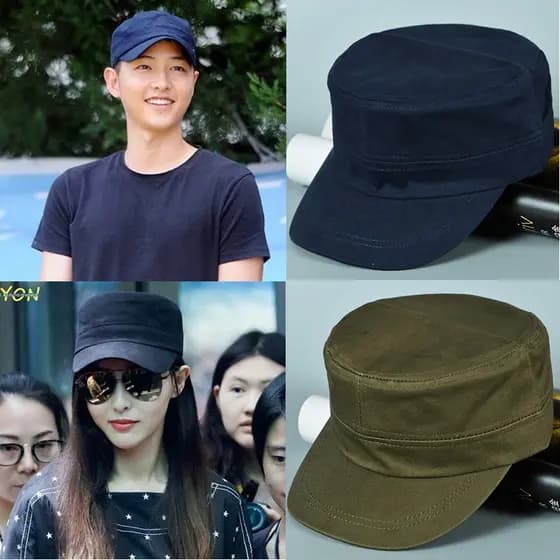 Flat Top Aba Curta Mesmo Estilo Masculino Flat Top Flat Brim Chapéu Verão Casual Chapéu de Beisebol à Prova de Sol Puro