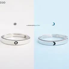 [gla] Anéis De Casal Ajustáveis Com Abertura De Moda Sun Moon Para Presente De Aniversário De Casamento BR