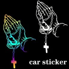 [gla] Carro Orando Mãos Com Rosário Stier Decalques De Vinil Religioso Decalque À Prova D'água Decoração Automática BR