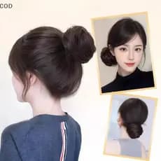 [glb] Clipe De Garra Tipo Coque De Cabelo Falso Sintético Reto Chignon Na Extensão Da Cauda Do Updo Pedaço Para Mulher B