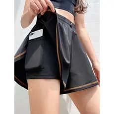 Lan padrão All-Match solto mais magro olhar esportes Shorts feminino Casual correndo Anti-exposição verão Fitness Yoga c