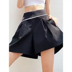 Lan padrão influenciador solto Shorts esportivos feminino cintura alta falso duas peças de Fitness Culottes Anti-reflexo