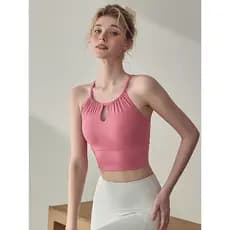 Lan padrão de uma peça linda volta roupa interior esportiva feminina à prova de choque correndo colete Yoga estilingue s