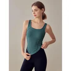 Lan padrão com almofada no peito linha espinha de peixe cintura estreita Yoga colete feminino novo estilo Pilates esport