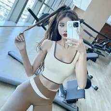 Lan padrão cor combinando roupa interior esportiva feminino influenciador à prova de choque Anti-flacidez Yoga sutiã U-p