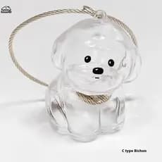 Diversão Dos Desenhos Animados Gato Cão Forma Pingente De Armazenamento De Cabelo Bonito Transparente Caixa Chaveiro DIY