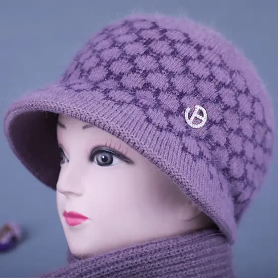 Inverno de meia-idade idosos chapéu feminino mãe malha bacia chapéu velo grosso velha senhora quente chapéu de lã avó ch