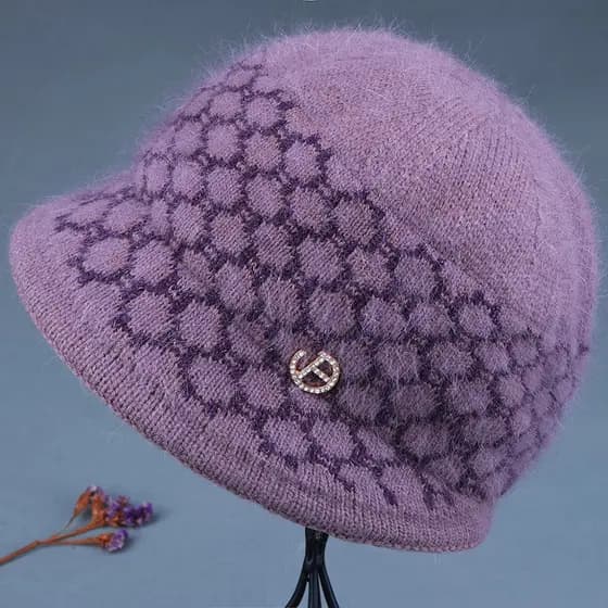 Chapéu de idosos de meia-idade feminino mãe inverno velo quente chapéu avó chapéu de lã à prova de frio velha senhora ch