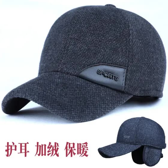 Outono inverno chapéu masculino de meia-idade idosos pai proteção de orelha velo quente chapéu vovô lã engrossado boné c
