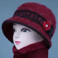 Chapéu para idosos de meia-idade, avó feminina, inverno, velha senhora, lã grossa, malha, chapéu de lã, mãe, à prova de
