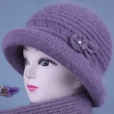 Outono inverno meia-idade idosos chapéu feminino avó coelho lã chapéu mãe velo grosso quente velha senhora malha