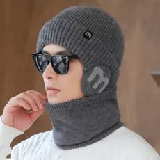W chapéu de inverno masculino lã lã proteção de ouvido chapéu de lã quente juventude proteção contra frio ciclismo ao ar