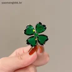 [yaobb] Broche De Grama Luy Trevo De Quatro Folhas Vintage Cor Esmeralda Alfinete De Lapela Terno De Casamento Feminino