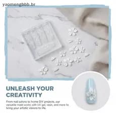 [yaobb] Reutilizável Silicone Unhas Molde Modelo De Pétala De Flor 3D Ferramenta DIY Artística Para Uso Em Salão Profiss