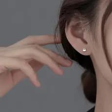 | 【cartelas de brincos feminino】 | kit brinco aço inoxidável ✶925 prata esterlina agulha brincos quadrados feminino simp