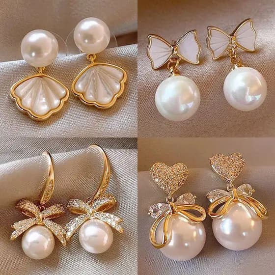 | 【cartelas de brincos feminino】 | kit brinco aço inoxidável ☃Brincos de arco de pérola 2025 novo estilo na moda nicho D