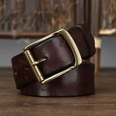cinto masculino plus size cinto masculino social ☆3.8CM Vintage angustiado Laser gravado italiano vegetal curtido cinto