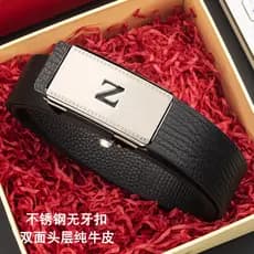 cinto masculino grife cinto masculino couro legítimo ♢Z carta negócios de aço inoxidável desdentado fivela automática ci