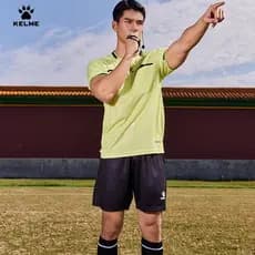 Novo kelme kelme kelme uniforme de árbitro de futebol terno masculino competição de futebol árbitro traje manga curta em