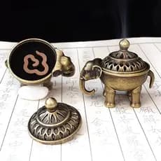 NWBR Elefante Luy Queimador De Incenso Metal Lótus Tigela Suporte Com Alça Yoga Meditação Decoração De Casa Estilo Antig