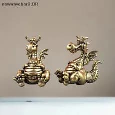 NWBR Fengshui Chinês Dragão Voador Estátua Estatuetas Vintage Latão Luy Animal Decorativas Decoração Para Casa Ornamento