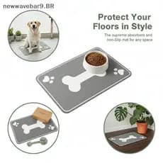 NWBR Jogo Americano De Lama Diatomácea Para Animais De Estimação , Tigela De Comida E Água , Absorção Rápida , À Prova D