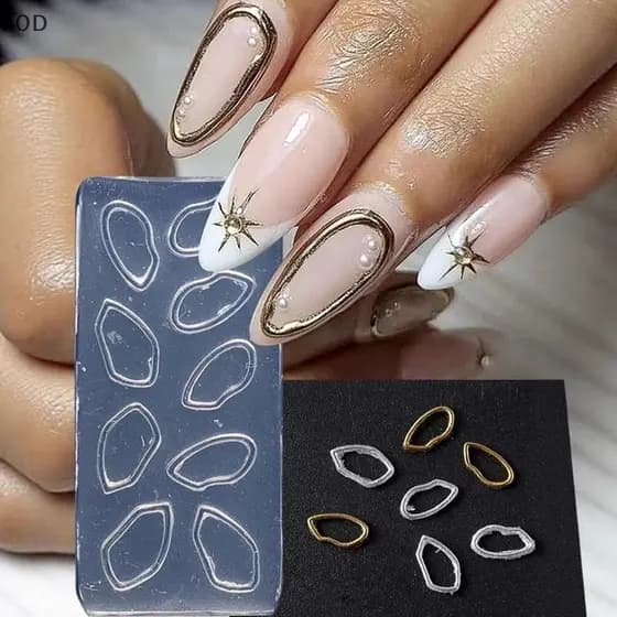 [QYA] Molde De Silicone Macio Para Arte Em Unhas , Moldes De Borda Oca Irregular , 3D , Modelo De Design De Acessórios S