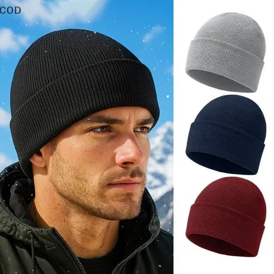 [QYA] Chapéu De Lã Quente Outono E Inverno , Cor Sólida , À Prova De Frio , Malha Com Proteção De Orelha Vento Desleixad