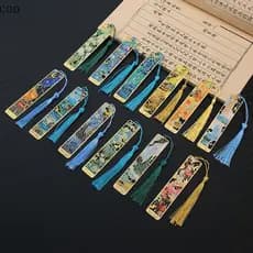[QYA] 1 Pc Retro Pintura Floral Marcador De Metal Oco Bronzeamento Com sel Papelaria Presentes Para Livro Clube Leitor B