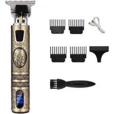 Máquina de Cortar Cabelo Profissional Vintage T9 Sem Fio 0mm para Homens (Display Digital 3) KUUO