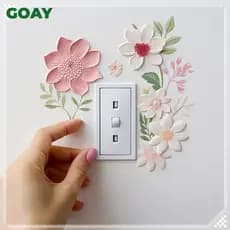 Madeira Lindas Flores Interruptor De Parede Stier PVC Removível À Prova Dwaterproof Água Para Quarto Banheiro Sala Estar