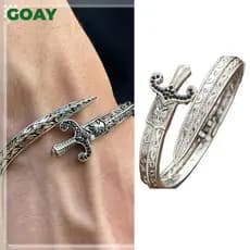 Madeira Vintage Tendência Esculpida Floral Espada Pulseira Masculino Feminino Personalizado Estilo Punk Acessórios De Fe