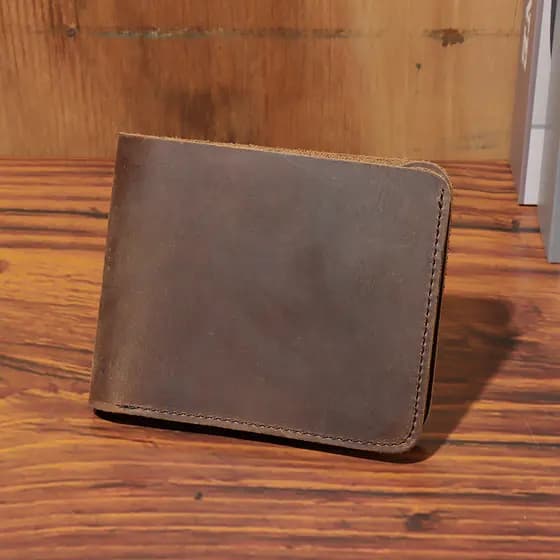 Couro de cavalo louco masculino retrô áspero feito à mão Horizontal Vertical