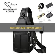 Novo estilo de couro genuíno Diagonal multifuncional Street Wear bolsa de peito masculina