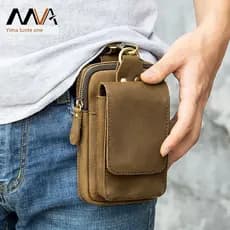 Bolsa para telefone de couro Vertical Harley de primeira camada para ciclismo