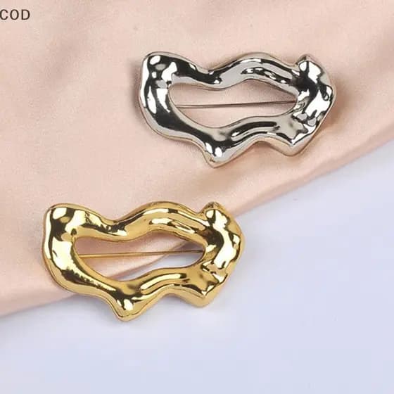 [YMC] Broche Geométrico De Metal , Gola Simples , Bules , Anti Exposição , Broches Multifuncionais , Acessórios Para Rou