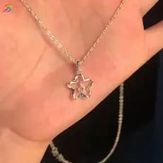 AOR Moda Y2k Oco Para Fora Liga Estrelas Pingente Nelace Menina Cor Prata Simples Feminino Na Festa Jóias Quente