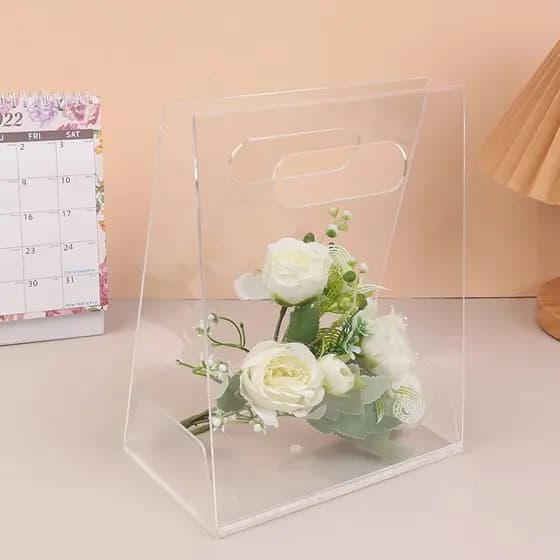 AOR Saco De Flores Acrílico Transparente Caixa Reutilizáveis Sacos De Compras Criativo Florista Suprimentos Paaging Para