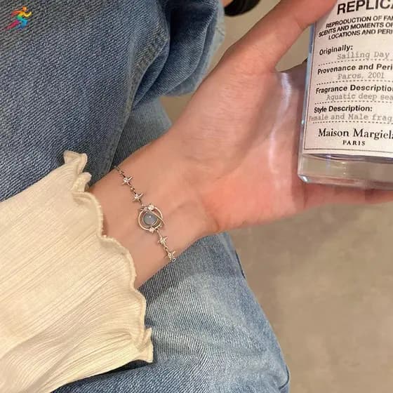 AOR Simples Doce Azul Planeta Pulseira Criativa Zircão Starlight Pulseiras Para Mulheres Meninas Moda Tendência Festa Jó