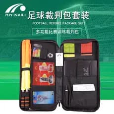 Conjunto de kit de árbitro de tamanho grande, kit de árbitro de futebol, cartão vermelho amarelo, bandeira de borda de p