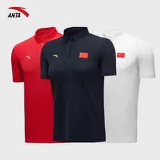 Anta uniforme nacional de manga curta camiseta masculina verão de secagem rápida negócios Casual esportes camisa POLO eq