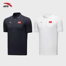 Anta 25 Patrocinador Seleção Nacional Bandeira Esportiva Camisa polo de Manga Curta Tecnologia de Pele de Gelo Negócios