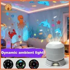 [SH] Projetor LED Ocean Wave Light Com Design Giratório Dinâmico Para Quarto Infantil BR