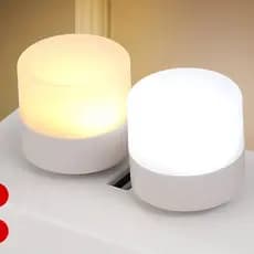 YESS USB Plug Lâmpada De Carregamento De Energia Móvel Livro Lâmpadas LED Pequena Luz Redonda Noturna Quente