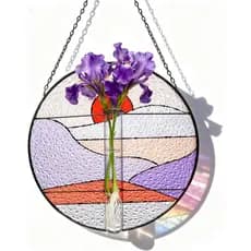 Stained Glass Propagation Stations - Sunshine Catcher Window Hanging Plant Holder, Terrariums Wall Decor for Women Mom P