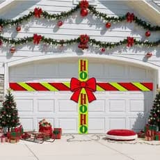 Decorações de Natal para Porta de Garagem Norme 16,4 pés x 8,2 pés, Decorações de Natal em Verde e Vermelho para Porta d