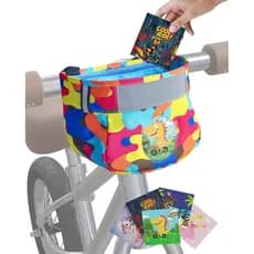 Cesta para Bicicleta Infantil – Design com Faixa Refletiva de Segurança na Frente da Cesta – Janela Frontal Transparente