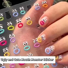 NEEW 1 Pçs Bonito Kawaii Unhas Stiers Criativo Engraçado Boca Monstro Arte Do Prego Stier Moda DIY À Prova Dwaterproof Á