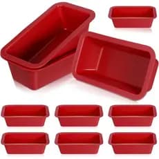 10 Formas de Silicone Vermelhas para Mini Bolos – Formas Antiaderentes para Pão, Bolo, Carne e Mais (6,1 x 3,3 x 1,8 Pol